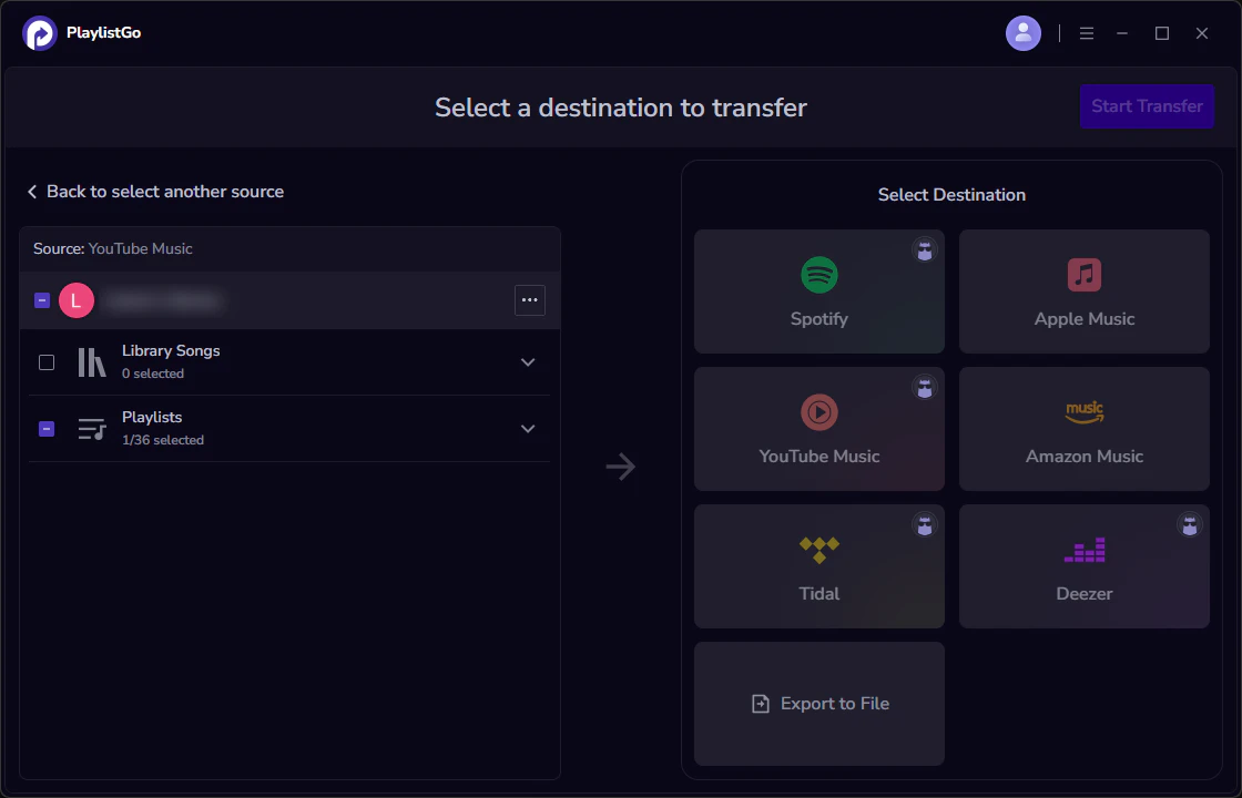 select youtube music as source
