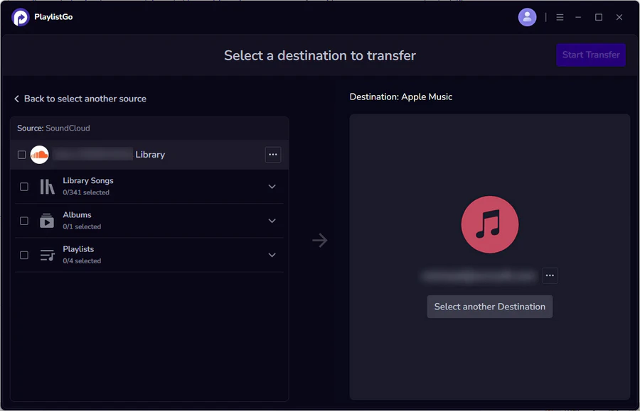 choose apple music as destination