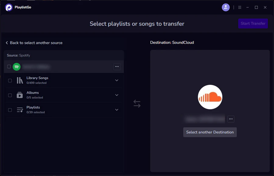 choose soundcloud as destination