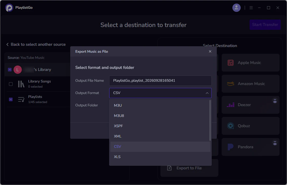 Step 2: Select Export to File and choose CSV