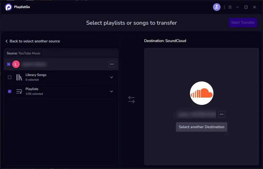 choose soundcloud as destination